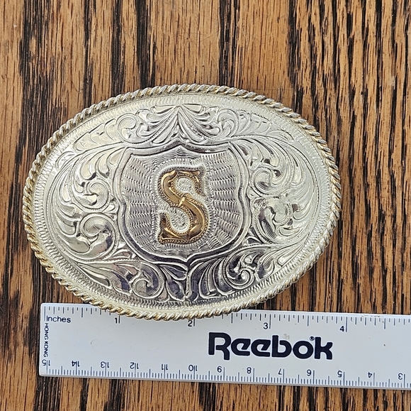 Massive Heavy Justin Mexico Silver Gold Western Belt Buckle - Picture 5 of 6